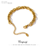 Golden Stainless Steel Chain Bracelet Women 18K Plated Charm Summer Jewelry