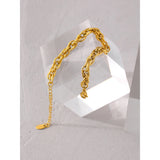 Golden Stainless Steel Chain Bracelet Women 18K Plated Charm Summer Jewelry