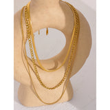 Stainless Steel Layered Necklace Set for Women
