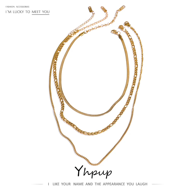 Stainless Steel Layered Necklace Set for Women