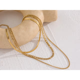 Stainless Steel Layered Necklace Set for Women