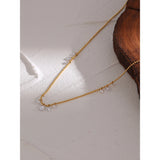 Delicate CZ Stainless Steel Chain Necklace 18K Plated Golden Collar Party Gift