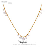 Delicate CZ Stainless Steel Chain Necklace 18K Plated Golden Collar Party Gift