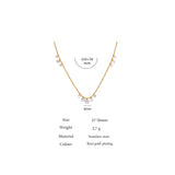Delicate CZ Stainless Steel Chain Necklace 18K Plated Golden Collar Party Gift