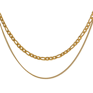 Stainless Steel Chain Necklace Double Layered Jewelry for Women