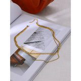 Stainless Steel Chain Necklace Double Layered Jewelry for Women