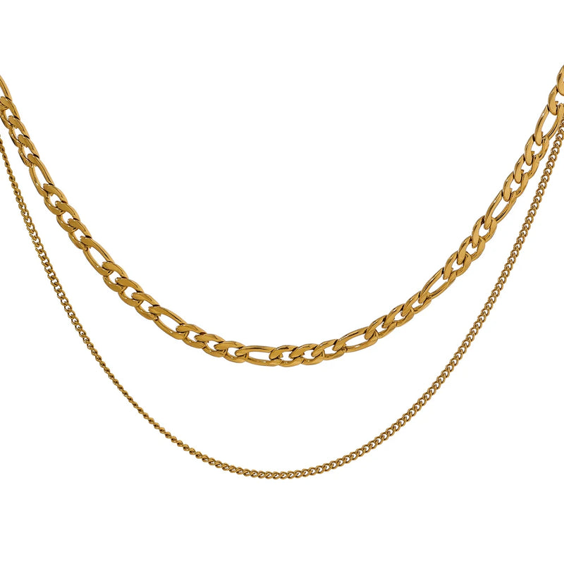 Stainless Steel Chain Necklace Double Layered Jewelry for Women