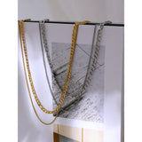 Stainless Steel Chain Necklace Double Layered Jewelry for Women