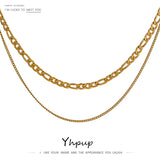 Stainless Steel Chain Necklace Double Layered Jewelry for Women