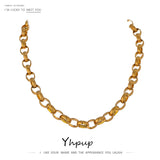 Stainless Steel Chain Necklace Statement Texture Metal Collar Charm Jewelry