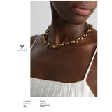 Stainless Steel Chain Necklace Statement Texture Metal Collar Charm Jewelry