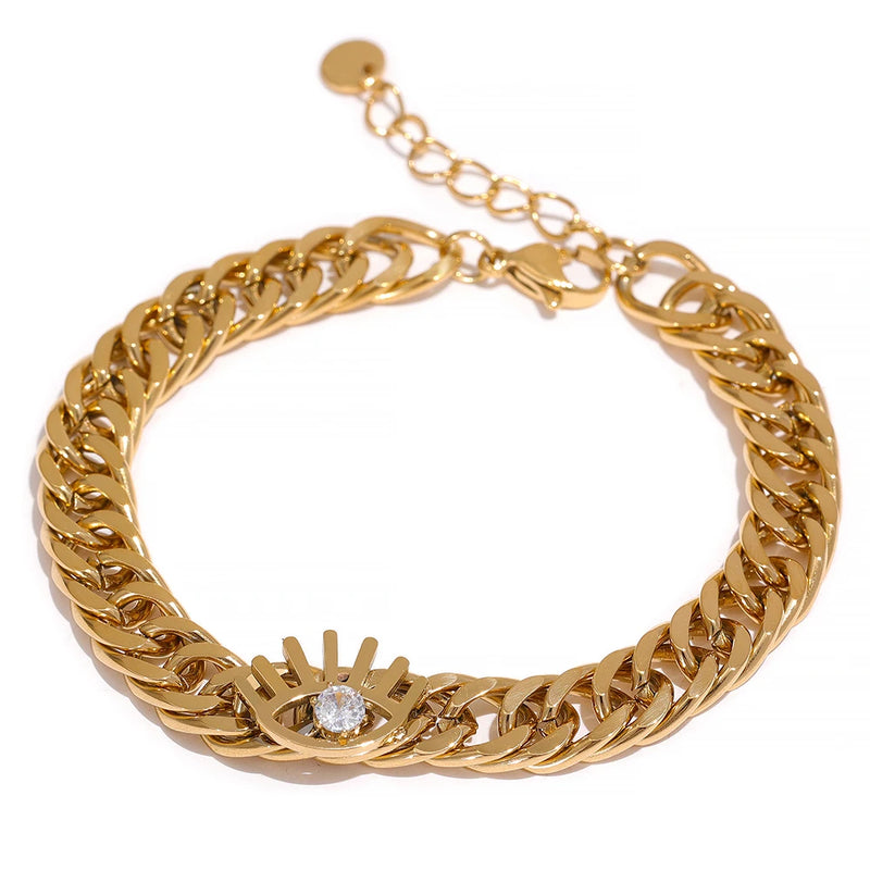 Golden Eye Chain Bracelet Bangle for Women