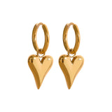 Heart Huggie Hoop Earrings Stainless Steel Charm Tarnish Jewelry