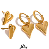 Heart Huggie Hoop Earrings Stainless Steel Charm Tarnish Jewelry