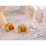 Chunky Stud Earrings for Women Metal Texture Geometric Unusual Earrings