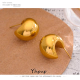 Chunky Stud Earrings for Women Metal Texture Geometric Unusual Earrings