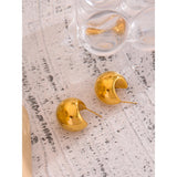 Chunky Stud Earrings for Women Metal Texture Geometric Unusual Earrings