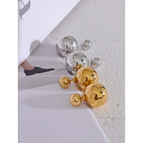 Classic Round Beads Stud Earrings for Women Waterproof 18K PVD Plated