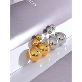Classic Round Beads Stud Earrings for Women Waterproof 18K PVD Plated