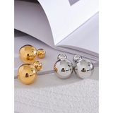 Classic Round Beads Stud Earrings for Women Waterproof 18K PVD Plated