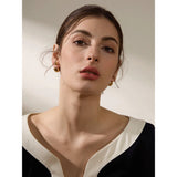 Classic Round Beads Stud Earrings for Women Waterproof 18K PVD Plated
