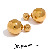 Classic Round Beads Stud Earrings for Women Waterproof 18K PVD Plated