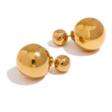 Classic Round Beads Stud Earrings for Women Waterproof 18K PVD Plated