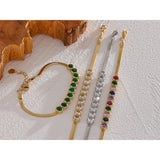 Colorful Cubic Zirconia Bracelet Bangle Stainless Steel