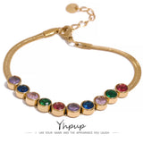 Colorful Cubic Zirconia Bracelet Bangle Stainless Steel