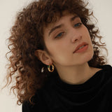 Green CZ Textured Metal Hoop Earrings for Women ZA Earring