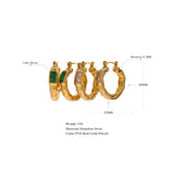 Green CZ Textured Metal Hoop Earrings for Women ZA Earring