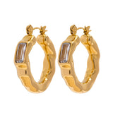Green CZ Textured Metal Hoop Earrings for Women ZA Earring