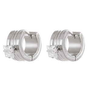 Stainless Steel CZ Huggie Earrings Golden Round Hoop Jewelry