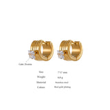 Stainless Steel CZ Huggie Earrings Golden Round Hoop Jewelry