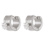 Stainless Steel CZ Huggie Earrings Golden Round Hoop Jewelry