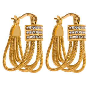 Stainless Steel Cubic Zirconia Geometric Statement Earrings