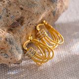 Stainless Steel Cubic Zirconia Geometric Statement Earrings