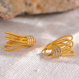 Stainless Steel Cubic Zirconia Geometric Statement Earrings