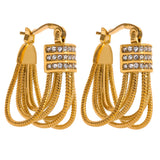 Stainless Steel Cubic Zirconia Geometric Statement Earrings