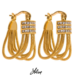 Stainless Steel Cubic Zirconia Geometric Statement Earrings