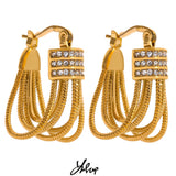 Stainless Steel Cubic Zirconia Geometric Statement Earrings