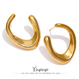 Stainless Steel Golden Earrings Texture Office Jewelry