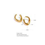 Stainless Steel Golden Earrings Texture Office Jewelry