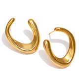 Stainless Steel Golden Earrings Texture Office Jewelry