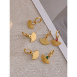Stainless Steel Fan Drop Zircon Hoop Earrings Stylish Charm Jewelry