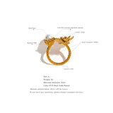 Stainless Steel Flower Charm Ring for Women Statement Finger Jewelry