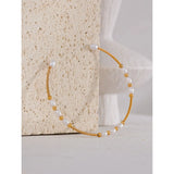 Stainless Steel Pearl Open Bracelet Bangle for Women Waterproof Charm Jewelry