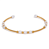 Stainless Steel Pearl Open Bracelet Bangle for Women Waterproof Charm Jewelry