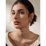 Stainless Steel Flower Fancy Stud Earrings Pearls Plant Stylish Jewelry