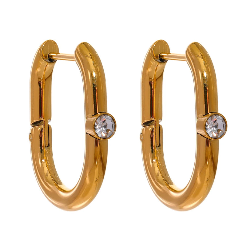 Geometric CZ Huggie Earrings High CZ Hoop Earring Women Jewelry